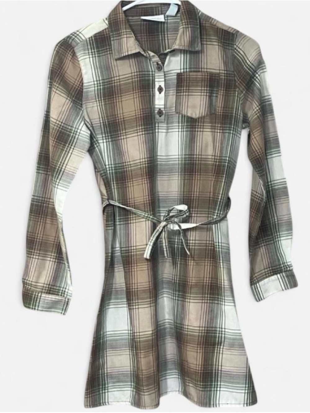 The Children's Place Plaid Shirt Dress in Brown and Green